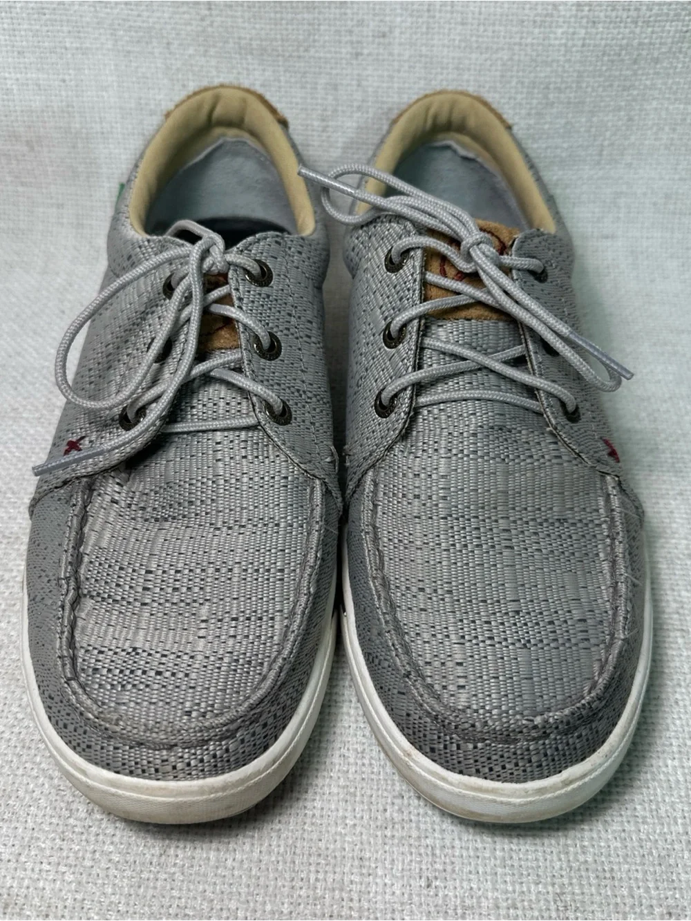 Twisted X Work Boat Shoes Mens 8M Gray Canvas Slip Resistant Casual Loafers